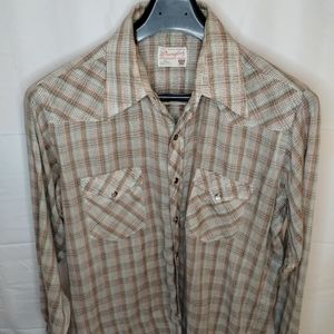 Vintage 60's Wrangler Permanent Press Pearl Snap Shirt 16.5-35